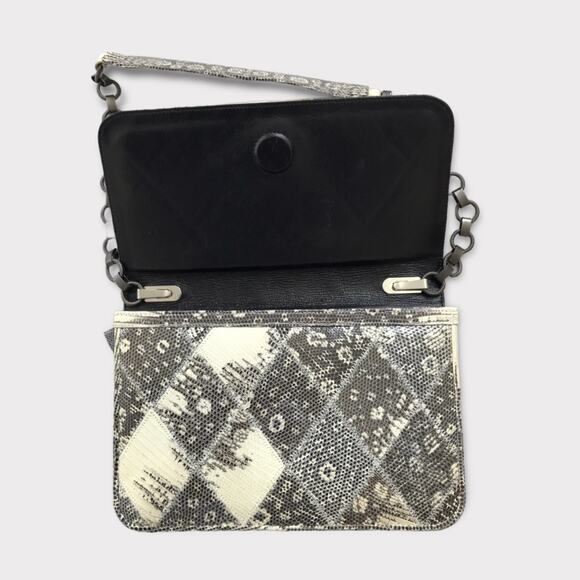 Kara Ross NWOT Leather Purse Flap Clutch Onyx & Python Purse - Picture 8 of 8